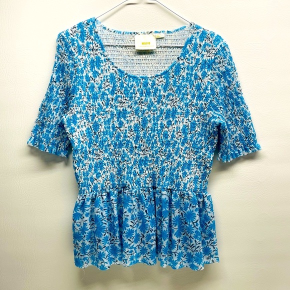 Maeve Anthropologie very stretchy floral top size Large - Picture 1 of 6